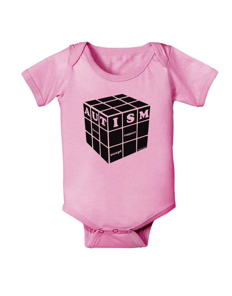 Autism Awareness - Cube B & W Baby Romper Bodysuit-Baby Romper-TooLoud-White-06-Months-Davson Sales