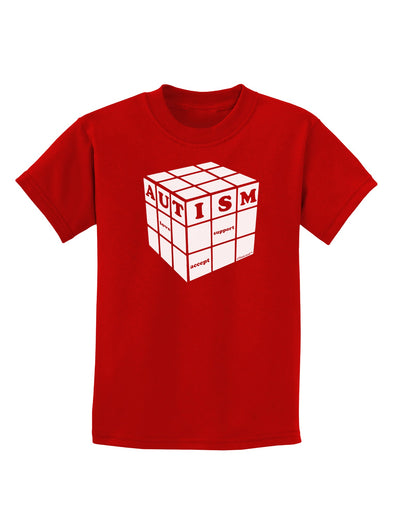 Autism Awareness - Cube B & W Childrens Dark T-Shirt-Childrens T-Shirt-TooLoud-Red-X-Small-Davson Sales