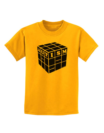 Autism Awareness - Cube B & W Childrens T-Shirt-Childrens T-Shirt-TooLoud-Gold-X-Small-Davson Sales
