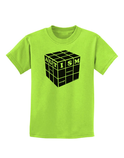 Autism Awareness - Cube B & W Childrens T-Shirt-Childrens T-Shirt-TooLoud-Lime-Green-X-Small-Davson Sales