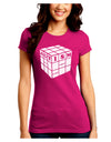 Autism Awareness - Cube B & W Juniors Crew Dark T-Shirt-T-Shirts Juniors Tops-TooLoud-Hot-Pink-Juniors Fitted Small-Davson Sales