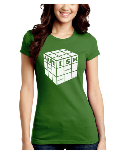 Autism Awareness - Cube B & W Juniors Crew Dark T-Shirt-T-Shirts Juniors Tops-TooLoud-Kiwi-Green-Juniors Fitted Small-Davson Sales
