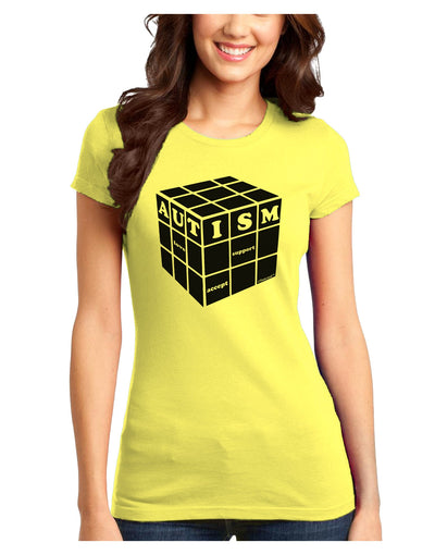 Autism Awareness - Cube B & W Juniors T-Shirt-Womens Juniors T-Shirt-TooLoud-Yellow-Juniors Fitted X-Small-Davson Sales