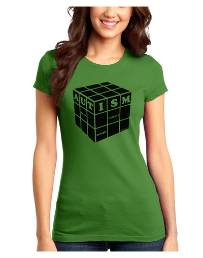 Autism Awareness - Cube B & W Juniors T-Shirt-Womens Juniors T-Shirt-TooLoud-Kiwi-Green-Juniors Fitted X-Small-Davson Sales