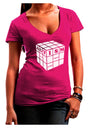Autism Awareness - Cube B & W Juniors V-Neck Dark T-Shirt-Womens V-Neck T-Shirts-TooLoud-Hot-Pink-Juniors Fitted Small-Davson Sales
