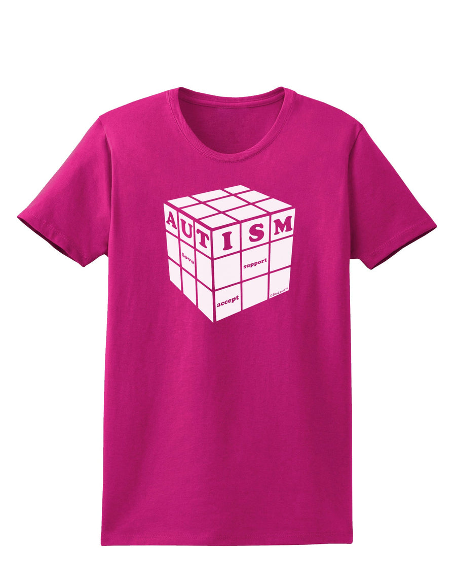 Autism Awareness - Cube B & W Womens Dark T-Shirt-TooLoud-Black-X-Small-Davson Sales