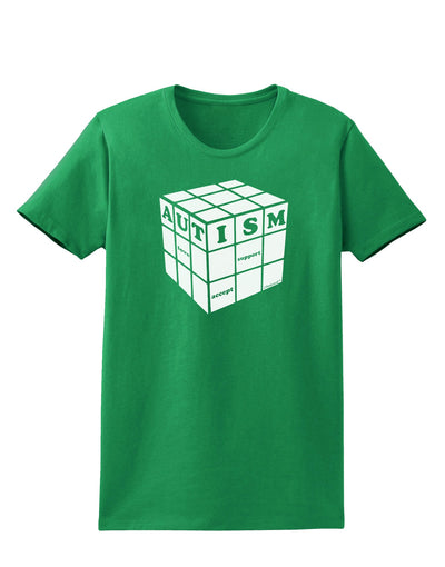 Autism Awareness - Cube B & W Womens Dark T-Shirt-TooLoud-Kelly-Green-X-Small-Davson Sales