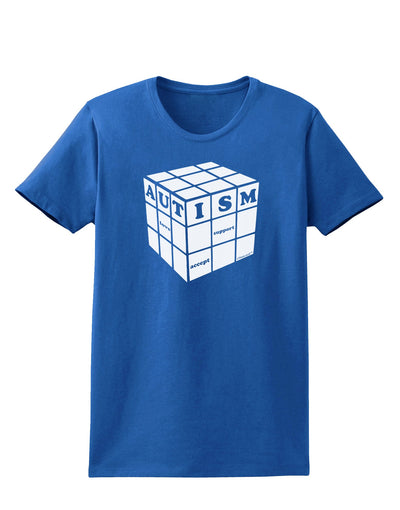 Autism Awareness - Cube B & W Womens Dark T-Shirt-TooLoud-Royal-Blue-X-Small-Davson Sales