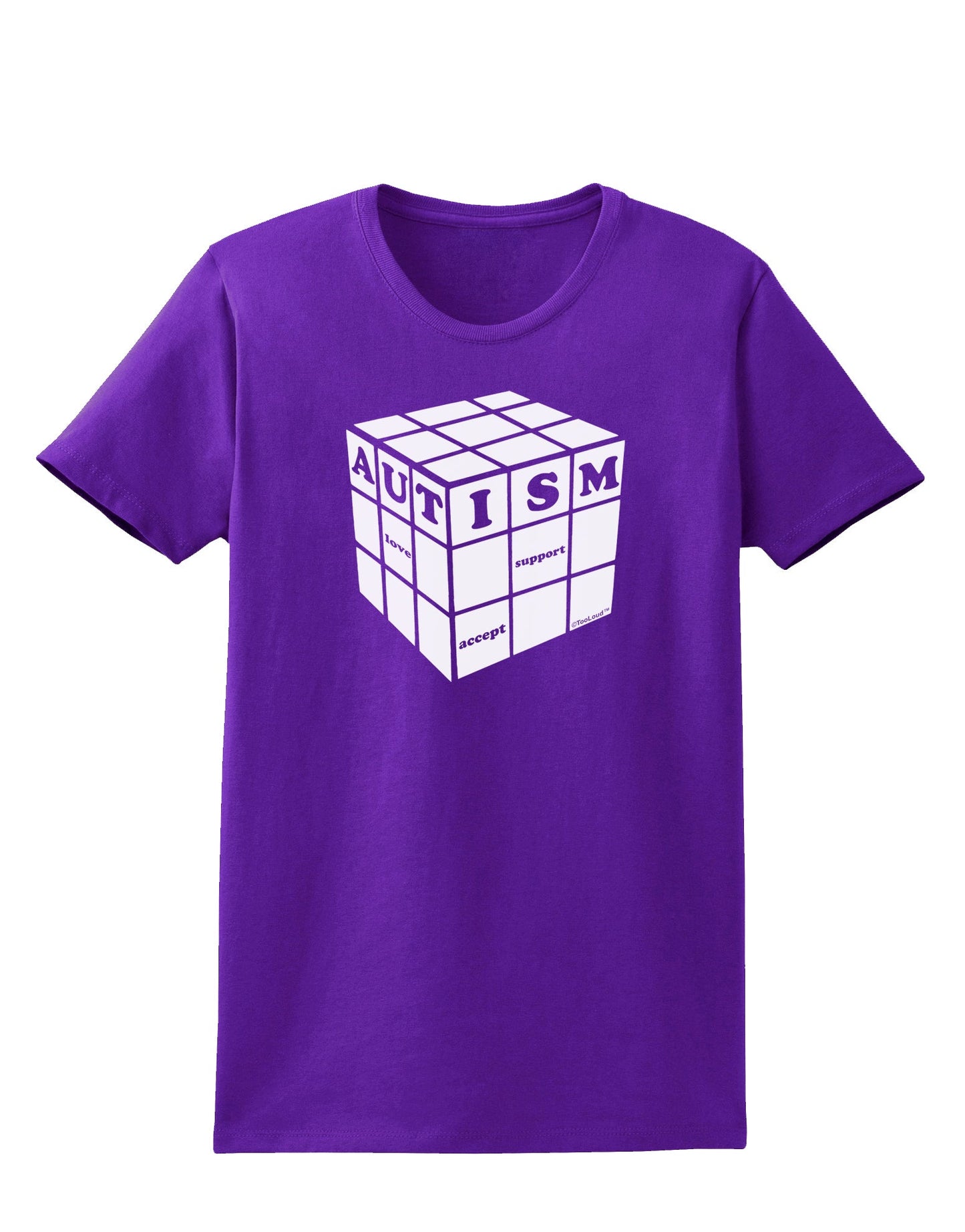 Autism Awareness - Cube B & W Womens Dark T-Shirt-TooLoud-Purple-X-Small-Davson Sales