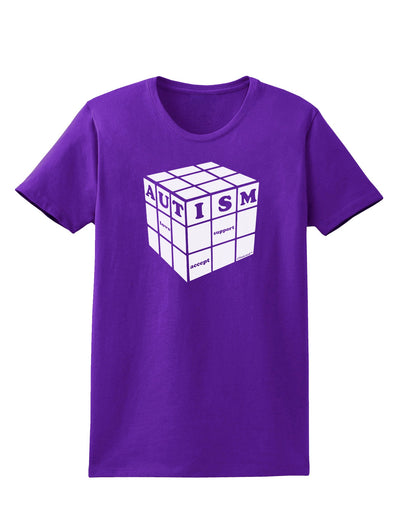 Autism Awareness - Cube B & W Womens Dark T-Shirt-TooLoud-Purple-X-Small-Davson Sales