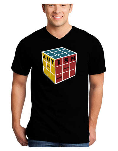 Autism Awareness - Cube Color Adult Dark V-Neck T-Shirt-TooLoud-Black-Small-Davson Sales