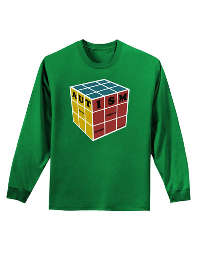 Autism Awareness - Cube Color Adult Long Sleeve Dark T-Shirt-TooLoud-Kelly-Green-Small-Davson Sales