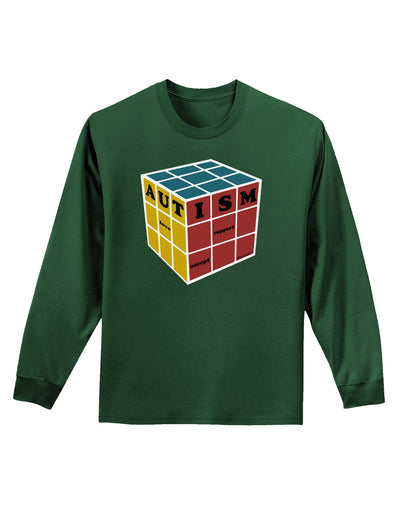 Autism Awareness - Cube Color Adult Long Sleeve Dark T-Shirt-TooLoud-Dark-Green-Small-Davson Sales