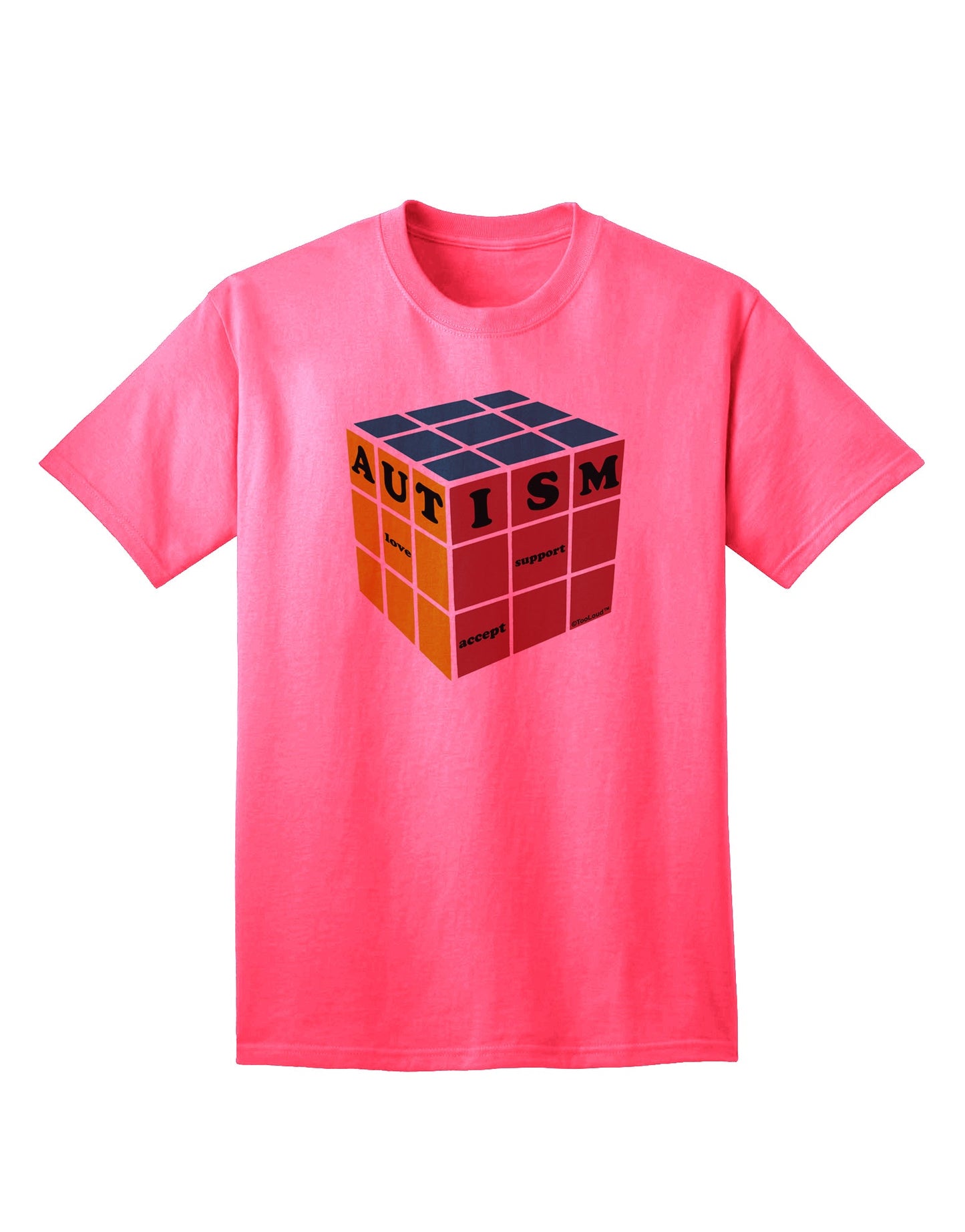 Autism Awareness - Cube Color Adult T-Shirt-unisex t-shirt-TooLoud-Neon-Pink-Small-Davson Sales