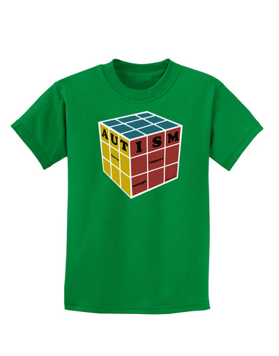 Autism Awareness - Cube Color Childrens Dark T-Shirt-Childrens T-Shirt-TooLoud-Kelly-Green-X-Small-Davson Sales