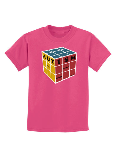 Autism Awareness - Cube Color Childrens Dark T-Shirt-Childrens T-Shirt-TooLoud-Sangria-X-Small-Davson Sales