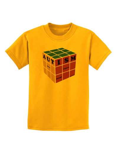 Autism Awareness - Cube Color Childrens T-Shirt-Childrens T-Shirt-TooLoud-Gold-X-Small-Davson Sales