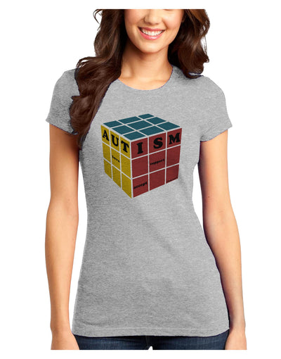 Autism Awareness - Cube Color Juniors T-Shirt-Womens Juniors T-Shirt-TooLoud-Ash-Gray-Juniors Fitted X-Small-Davson Sales