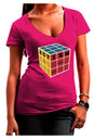 Autism Awareness - Cube Color Juniors V-Neck Dark T-Shirt-Womens V-Neck T-Shirts-TooLoud-Hot-Pink-Juniors Fitted Small-Davson Sales