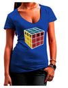 Autism Awareness - Cube Color Juniors V-Neck Dark T-Shirt-Womens V-Neck T-Shirts-TooLoud-Royal-Blue-Juniors Fitted Small-Davson Sales