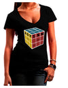 Autism Awareness - Cube Color Juniors V-Neck Dark T-Shirt-Womens V-Neck T-Shirts-TooLoud-Black-Juniors Fitted Small-Davson Sales