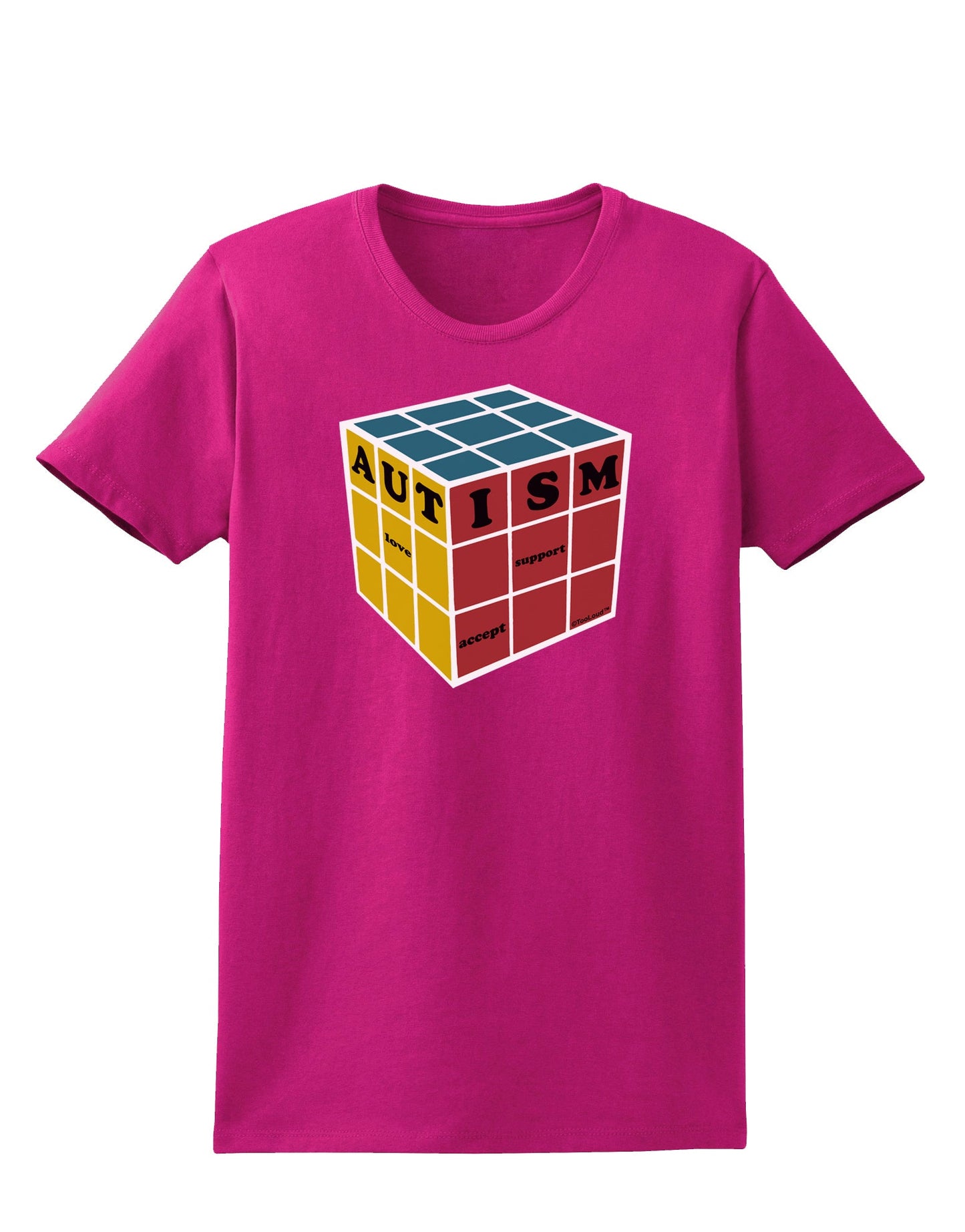 Autism Awareness - Cube Color Womens Dark T-Shirt-TooLoud-Hot-Pink-Small-Davson Sales