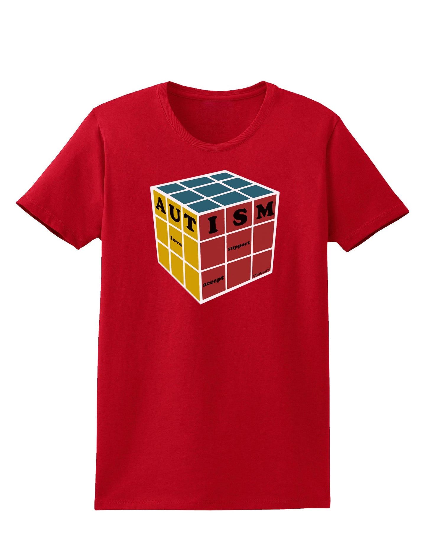 Autism Awareness - Cube Color Womens Dark T-Shirt-TooLoud-Red-X-Small-Davson Sales