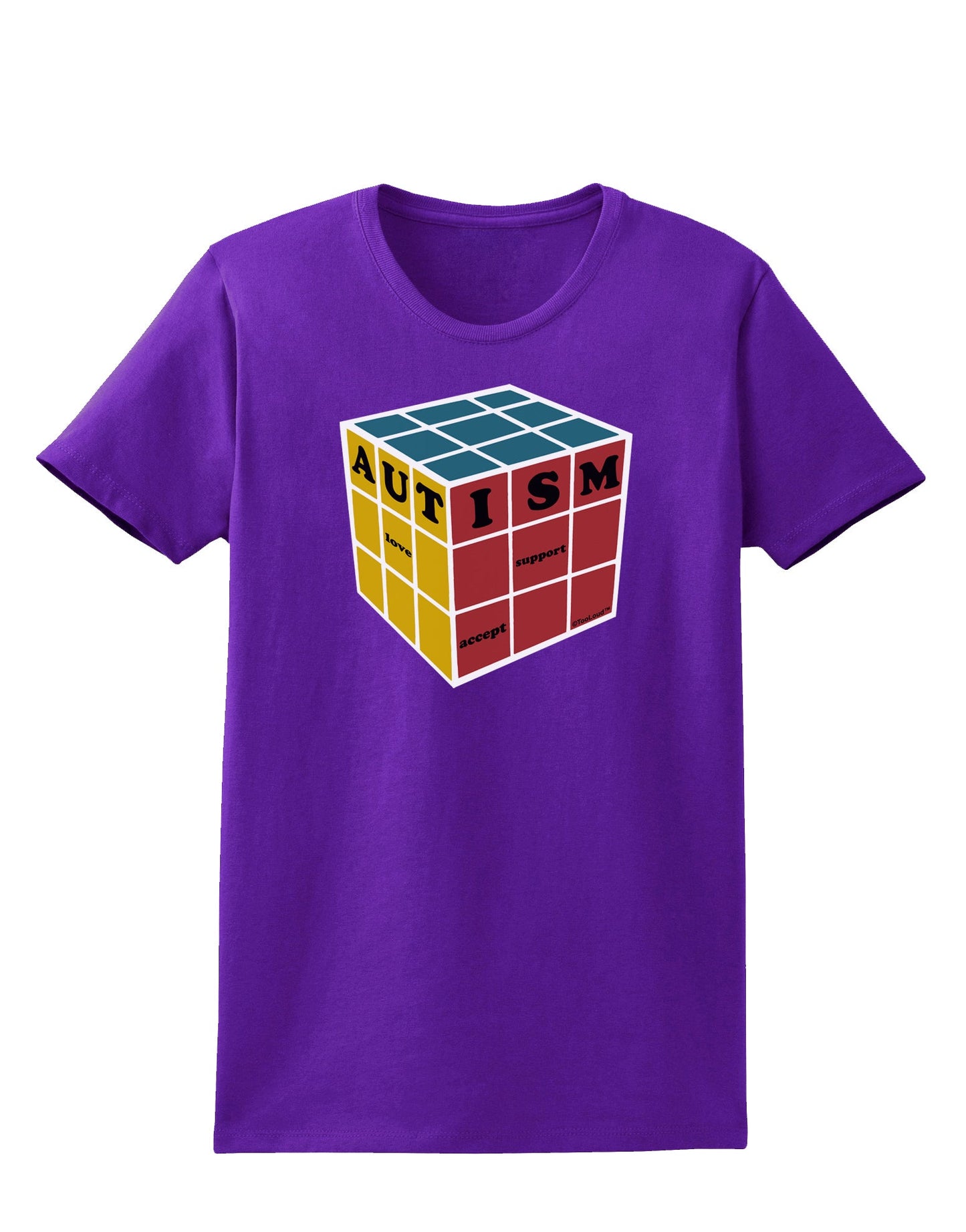 Autism Awareness - Cube Color Womens Dark T-Shirt-TooLoud-Purple-X-Small-Davson Sales