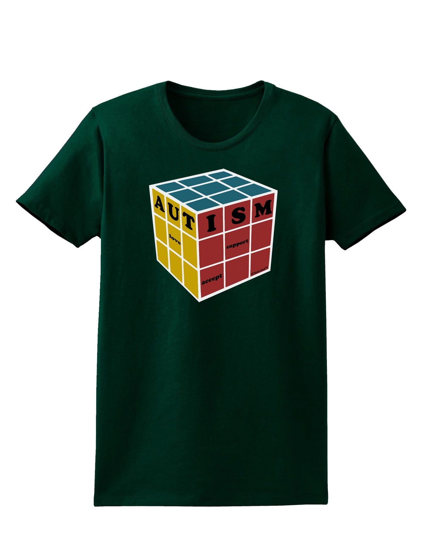 Autism Awareness - Cube Color Womens Dark T-Shirt-TooLoud-Forest-Green-Small-Davson Sales