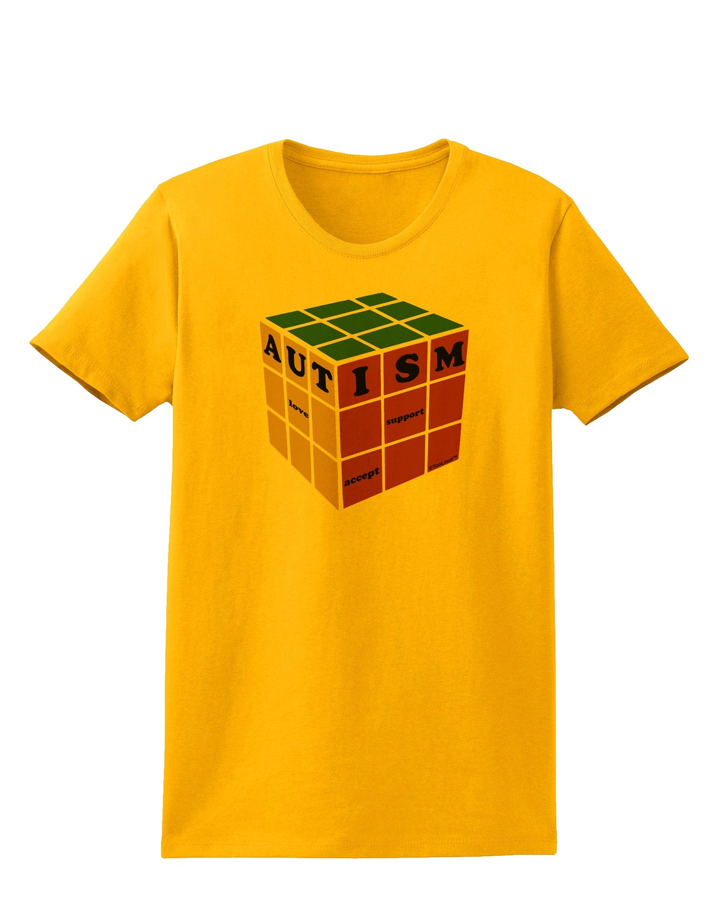 Autism Awareness - Cube Color Womens T-Shirt-Womens T-Shirt-TooLoud-Gold-X-Small-Davson Sales