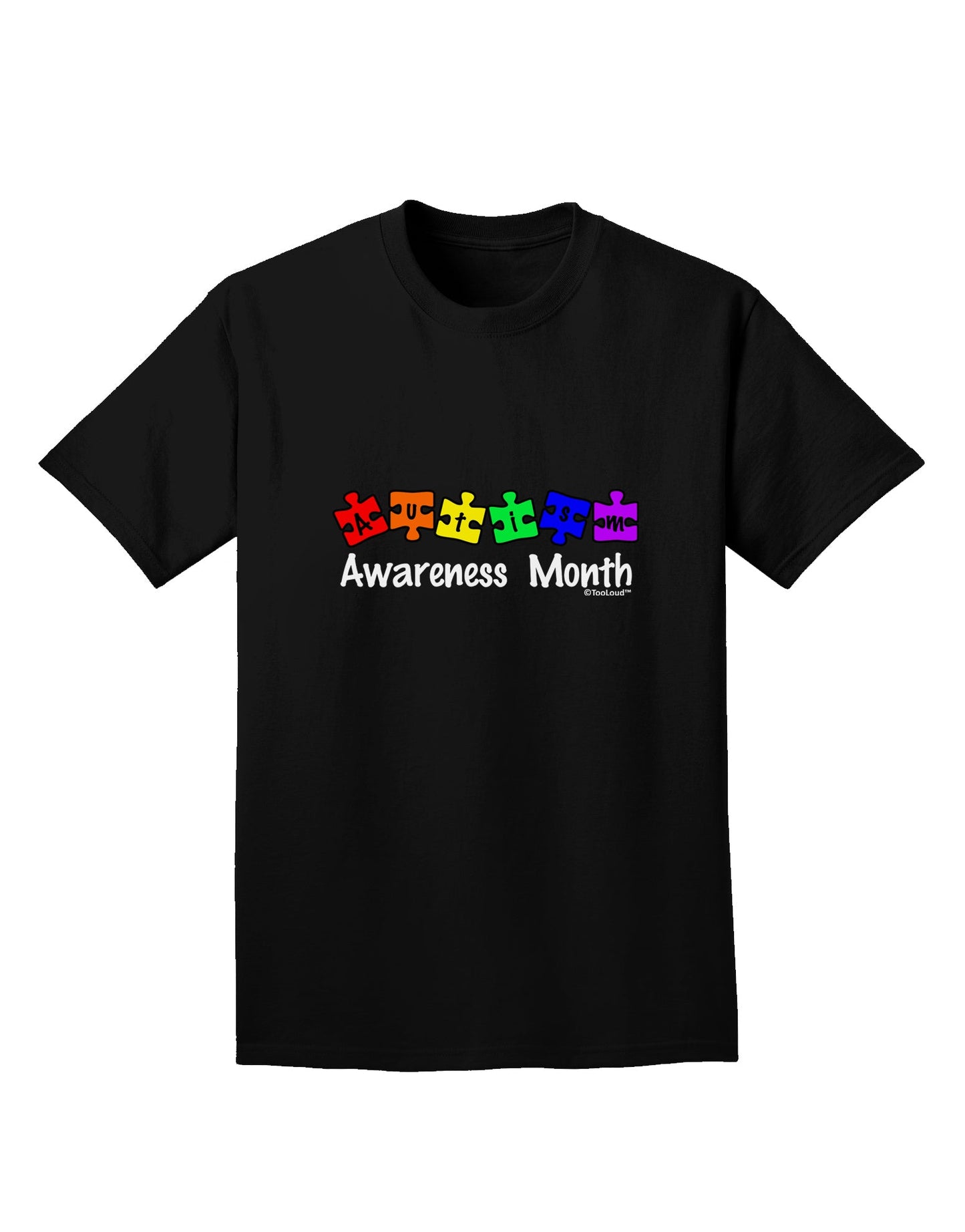 Autism Awareness Month - Colorful Puzzle Pieces Adult Dark T-Shirt by TooLoud-Mens T-Shirt-TooLoud-Black-Small-Davson Sales