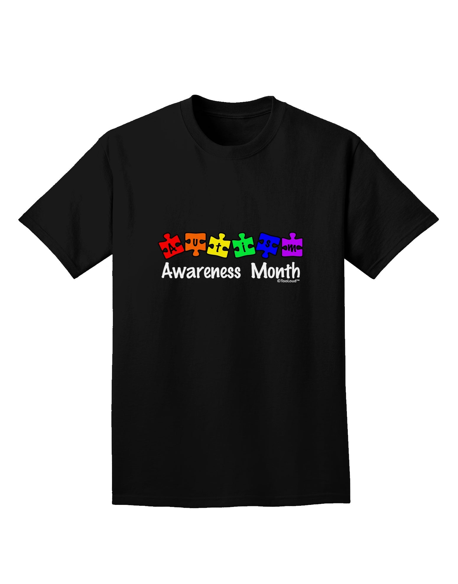 Autism Awareness Month - Colorful Puzzle Pieces Adult Dark T-Shirt by TooLoud-Mens T-Shirt-TooLoud-Black-Small-Davson Sales