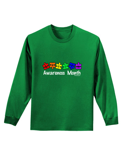 Autism Awareness Month - Colorful Puzzle Pieces Adult Long Sleeve Dark T-Shirt by TooLoud-TooLoud-Kelly-Green-Small-Davson Sales