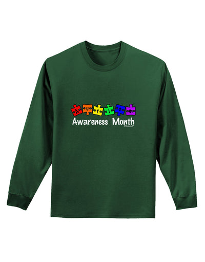 Autism Awareness Month - Colorful Puzzle Pieces Adult Long Sleeve Dark T-Shirt by TooLoud-TooLoud-Dark-Green-Small-Davson Sales