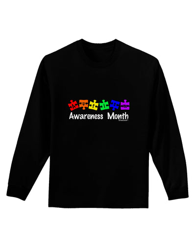 Autism Awareness Month - Colorful Puzzle Pieces Adult Long Sleeve Dark T-Shirt by TooLoud-TooLoud-Black-Small-Davson Sales