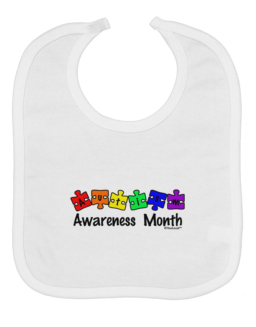 Autism Awareness Month - Colorful Puzzle Pieces Baby Bib by TooLoud