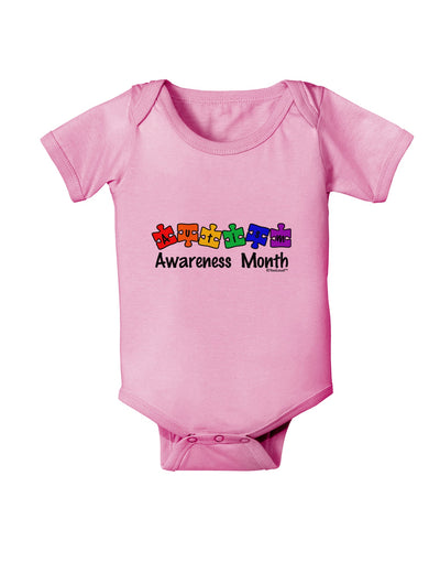 Autism Awareness Month - Colorful Puzzle Pieces Baby Romper Bodysuit by TooLoud-Baby Romper-TooLoud-Light-Pink-06-Months-Davson Sales