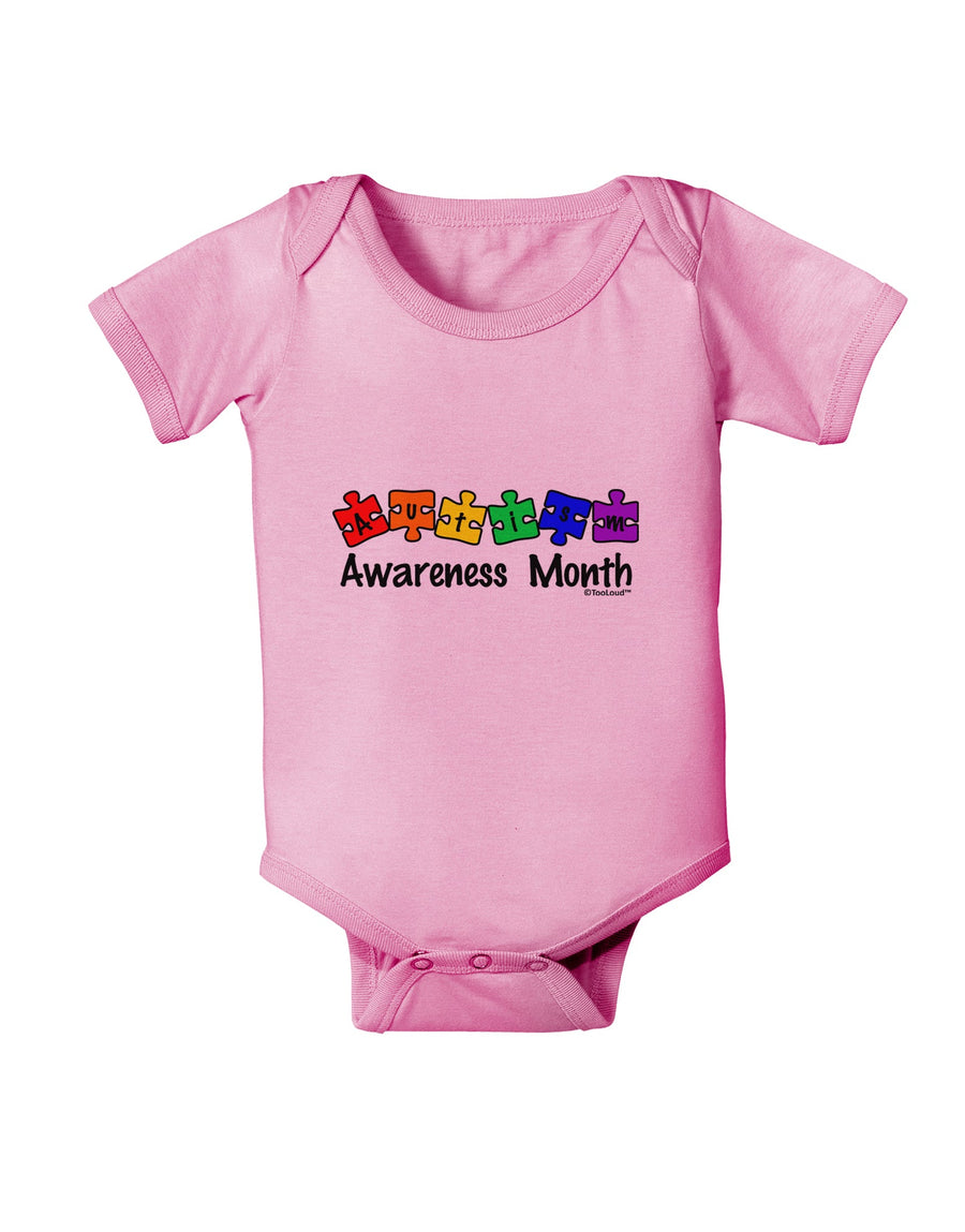 Autism Awareness Month - Colorful Puzzle Pieces Baby Romper Bodysuit by TooLoud-Baby Romper-TooLoud-White-06-Months-Davson Sales