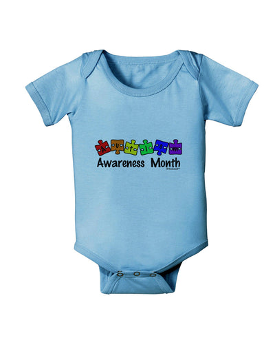 Autism Awareness Month - Colorful Puzzle Pieces Baby Romper Bodysuit by TooLoud-Baby Romper-TooLoud-Light-Blue-06-Months-Davson Sales