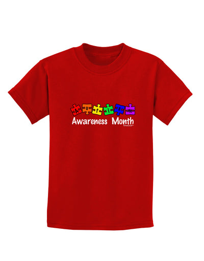 Autism Awareness Month - Colorful Puzzle Pieces Childrens Dark T-Shirt by TooLoud-Childrens T-Shirt-TooLoud-Red-X-Small-Davson Sales