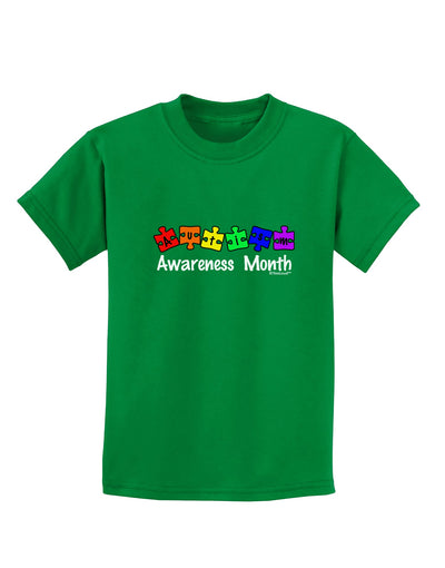 Autism Awareness Month - Colorful Puzzle Pieces Childrens Dark T-Shirt by TooLoud-Childrens T-Shirt-TooLoud-Kelly-Green-X-Small-Davson Sales