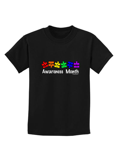 Autism Awareness Month - Colorful Puzzle Pieces Childrens Dark T-Shirt by TooLoud-Childrens T-Shirt-TooLoud-Black-X-Small-Davson Sales