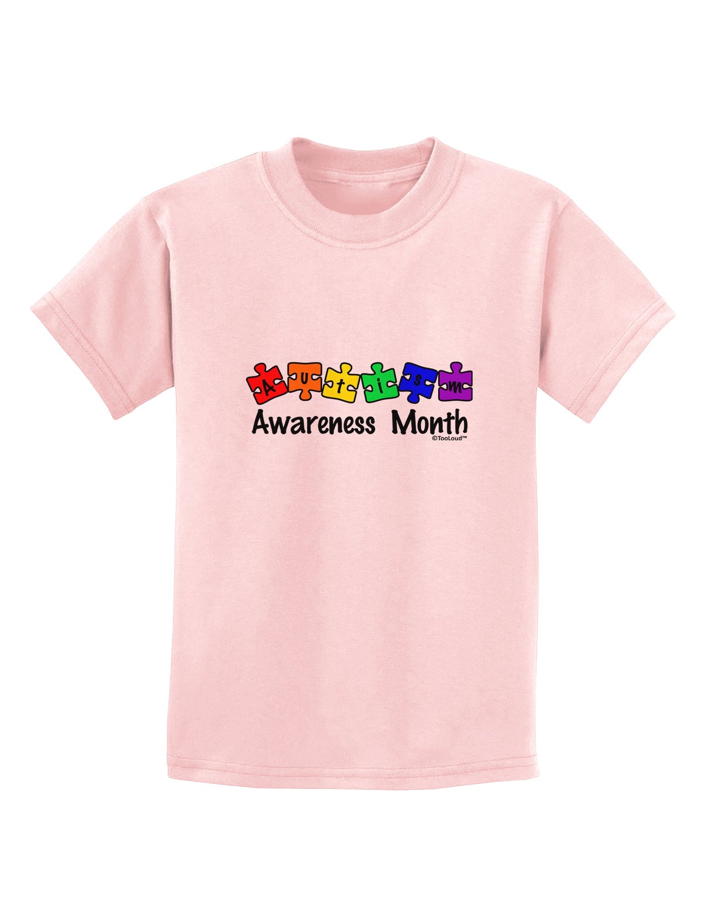 Autism Awareness Month - Colorful Puzzle Pieces Childrens T-Shirt by TooLoud-Childrens T-Shirt-TooLoud-PalePink-X-Small-Davson Sales