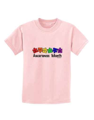 Autism Awareness Month - Colorful Puzzle Pieces Childrens T-Shirt by TooLoud-Childrens T-Shirt-TooLoud-PalePink-X-Small-Davson Sales