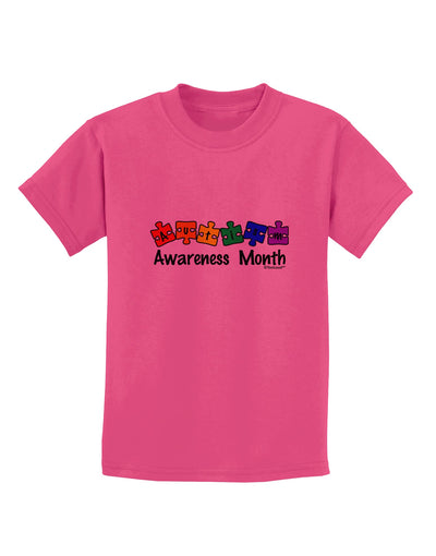 Autism Awareness Month - Colorful Puzzle Pieces Childrens T-Shirt by TooLoud-Childrens T-Shirt-TooLoud-Sangria-X-Small-Davson Sales