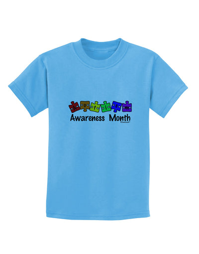 Autism Awareness Month - Colorful Puzzle Pieces Childrens T-Shirt by TooLoud-Childrens T-Shirt-TooLoud-Aquatic-Blue-X-Small-Davson Sales