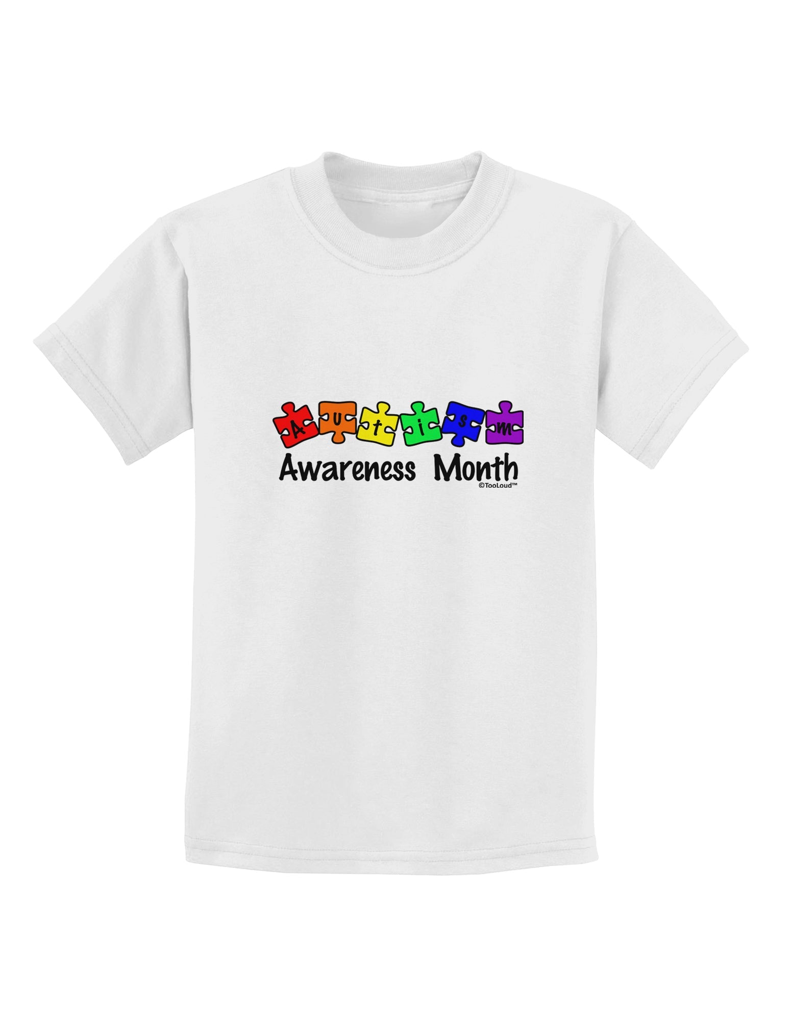 Autism Awareness Month - Colorful Puzzle Pieces Childrens T-Shirt by TooLoud-Childrens T-Shirt-TooLoud-White-X-Small-Davson Sales