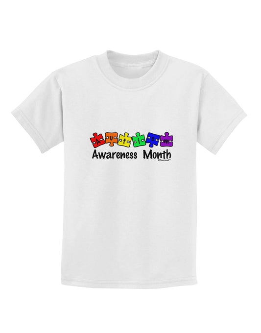 Autism Awareness Month - Colorful Puzzle Pieces Childrens T-Shirt by TooLoud-Childrens T-Shirt-TooLoud-White-X-Small-Davson Sales