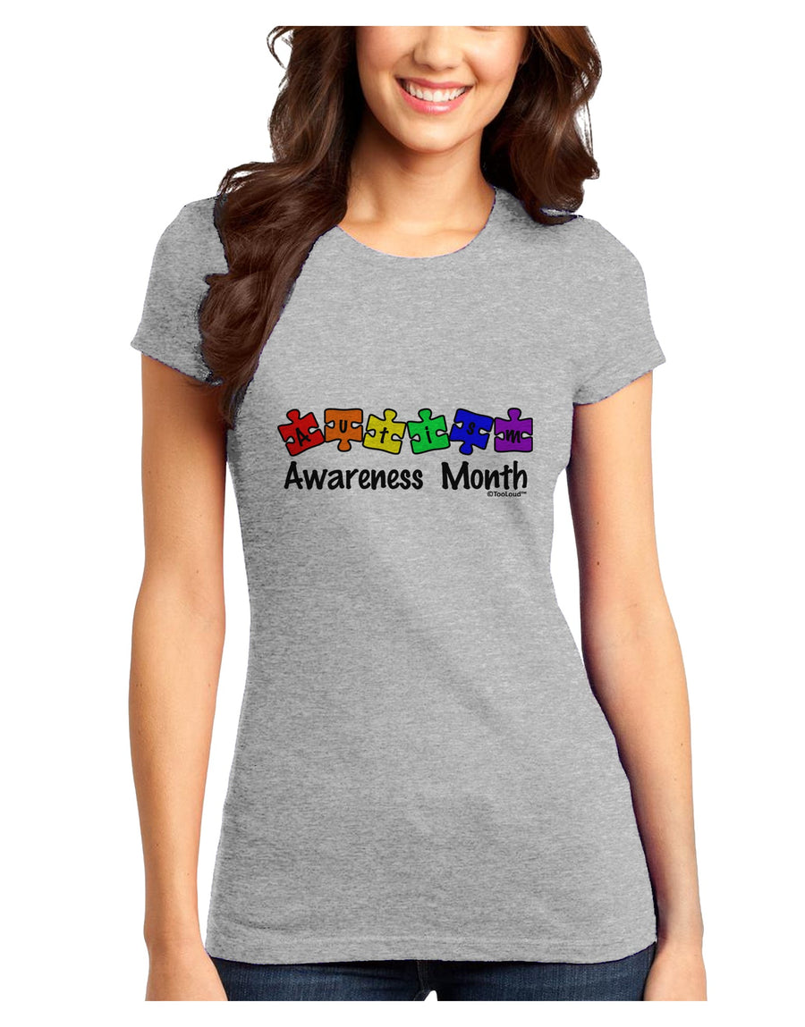 Autism Awareness Month - Colorful Puzzle Pieces Juniors T-Shirt by TooLoud-Womens Juniors T-Shirt-TooLoud-White-Juniors Fitted X-Small-Davson Sales