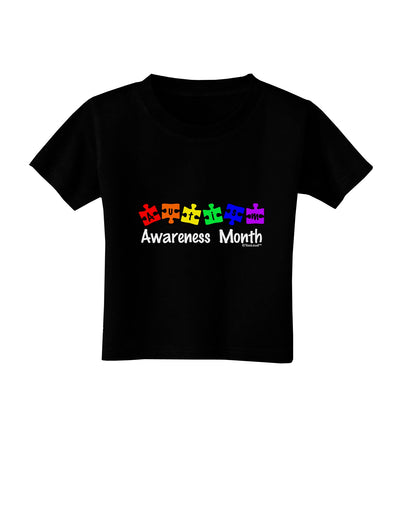 Autism Awareness Month - Colorful Puzzle Pieces Toddler T-Shirt Dark by TooLoud-Toddler T-Shirt-TooLoud-Black-2T-Davson Sales